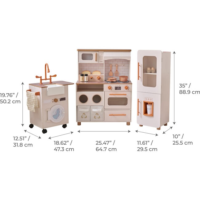 Teamson Kids Little Chef Savannah Wooden Play Kitchen with 21 Accessories, White - Play Kitchens - 4