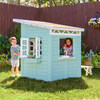 Teamson Kids Rainbow Shade Wooden Playhouse with Kitchen, Flower Box & Bench, Turquoise - Playhouses - 4