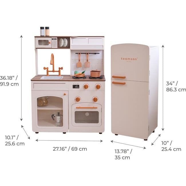 Teamson Kids Little Chef Normandy Wooden Play Kitchen with 14 Accessories, White - Play Kitchens - 4