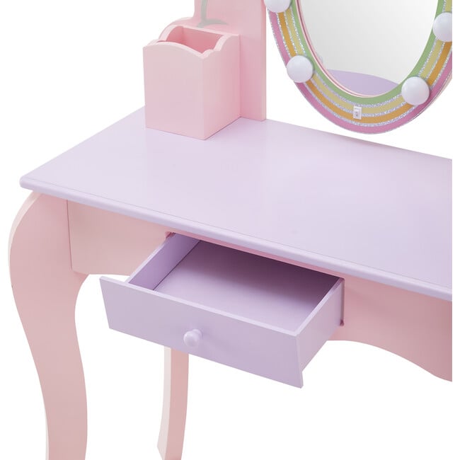 Little Princess Rapunzel Vanity with LED Illuminated Mirror - Play Vanities - 5