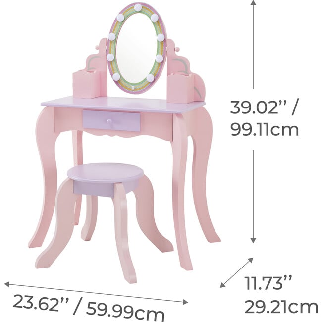 Little Princess Rapunzel Vanity with LED Illuminated Mirror - Play Vanities - 6