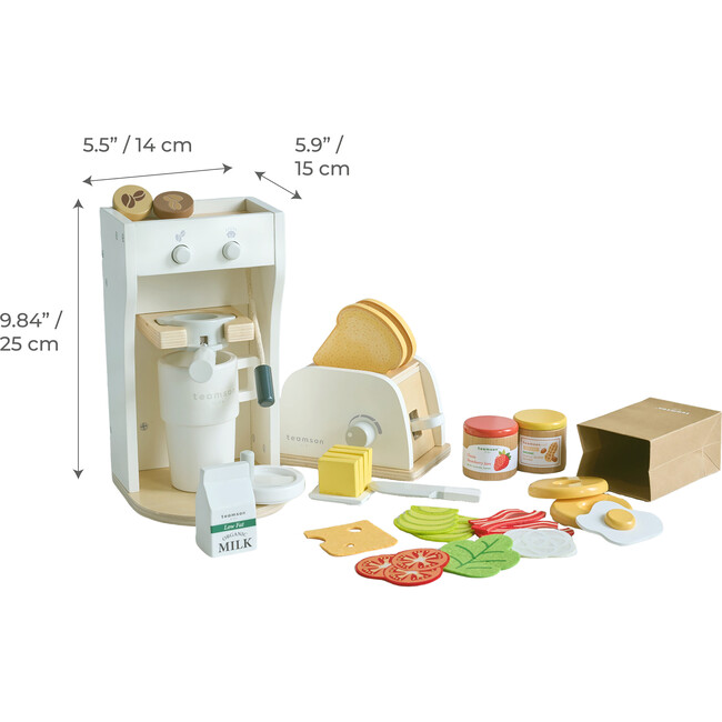 Teamson Kids Little Chef Santa Barbara Wooden Healthy Dessert Set with 27 Accessories, White - Play Food - 4