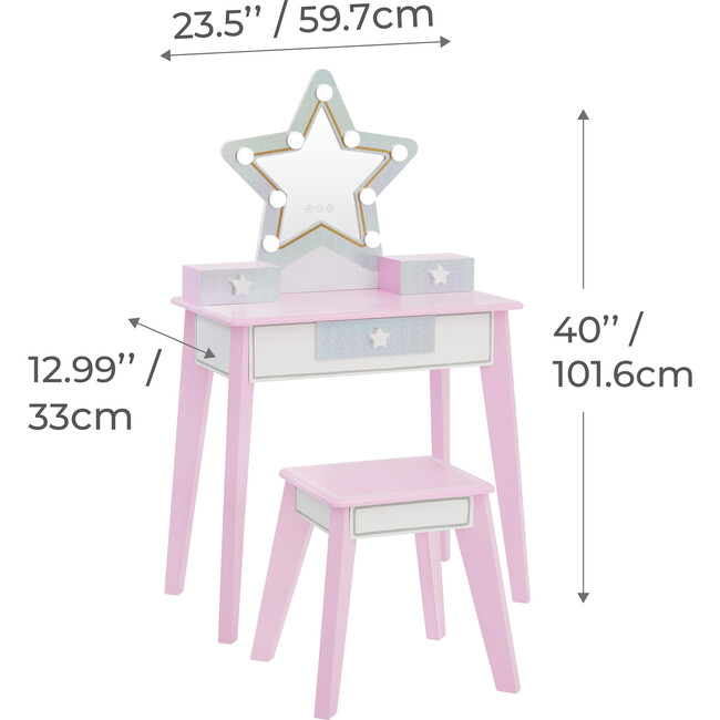 Little Princess Star Vanity with LED Illuminated Mirror - Play Vanities - 6