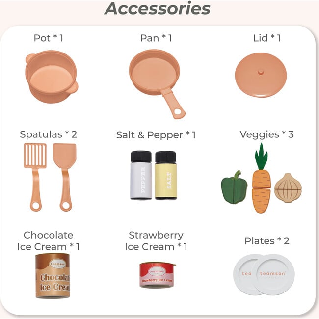 Teamson Kids Little Chef Normandy Wooden Play Kitchen with 14 Accessories, White - Play Kitchens - 6