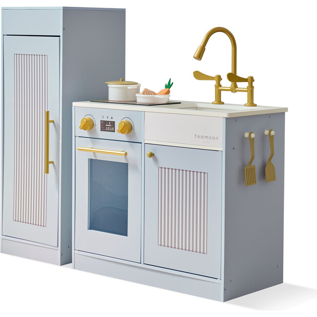 Teamson Kids Little Chef Chester Wooden Play Kitchen with 12 Accessories, Blue