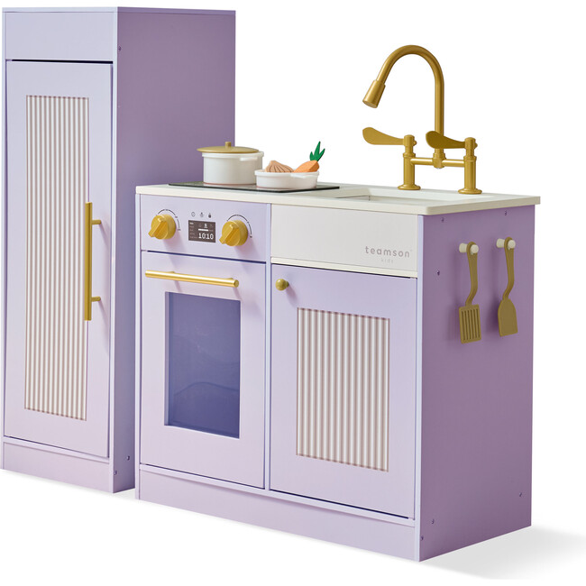 Teamson Kids Little Chef Chester Wooden Play Kitchen with 12 Accessories, Purple