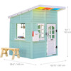 Teamson Kids Rainbow Shade Wooden Playhouse with Kitchen, Flower Box & Bench, Turquoise - Playhouses - 6