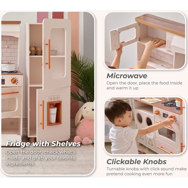 Teamson Kids Little Chef Savannah Wooden Play Kitchen with 21 Accessories, White - Play Kitchens - 7