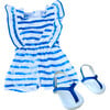 Sophia's by Teamson Kids - 18'' Doll - Stripe Romper & Thong Flip Flop, Blue - Doll Accessories - 1 - thumbnail