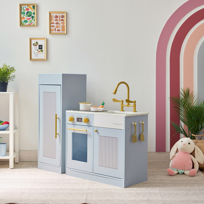 Teamson Kids Little Chef Chester Wooden Play Kitchen with 12 Accessories, Blue