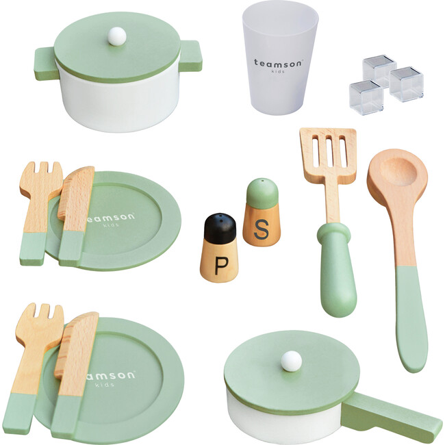 Bundle Little Chef Paris Play Kitchen & 14 pcs Wooden Cookware Bundle