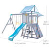 Teamson Kids Laguna Wooden Swing Set with Slide & Rock Wall, Grey - Outdoor Games - 7 - thumbnail