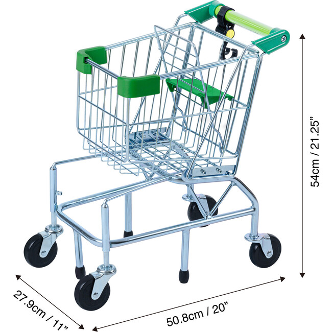 Little Helper Dallas Shopping Cart with Play Food - Chrome/Green - Role Play Toys - 5