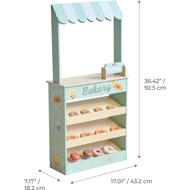 Teamson Kids Jolly Pals Wooden Bakery Stand with 12 Pastry Pieces - Play Kitchens - 4
