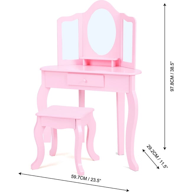 Fantasy Fields by Teamson Kids - Little Lady Alessandra Medium Corner Play Vanity, Pink - Play Vanities - 4