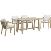 Teamson Home Spacious Table & Seats with Thick Cushions Outdoor Dining Set- Eucalyptus Wood - Outdoor Home - 1 - thumbnail
