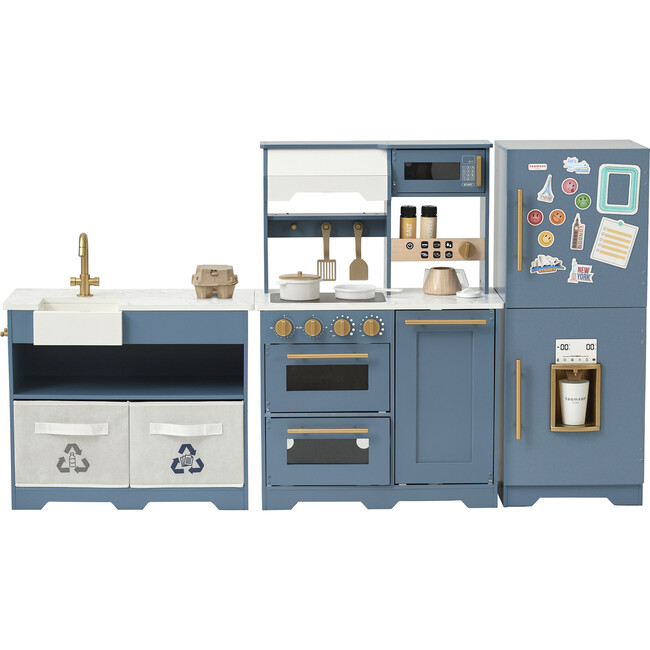Little Chef Atlanta Large Modular Play Kitchen - Stone Blue/Gold - Play Kitchens - 6