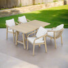 Teamson Home Spacious Table & Seats with Thick Cushions Outdoor Dining Set- Eucalyptus Wood - Outdoor Home - 2