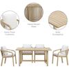 Teamson Home Spacious Table & Seats with Thick Cushions Outdoor Dining Set- Eucalyptus Wood - Outdoor Home - 3