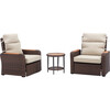 Teamson Home Outdoor Seating  Wicker Frame & Wood Armrests Recliner Set in Warm Brown - Outdoor Home - 1 - thumbnail