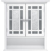 Windsor Wooden Wall Cabinet with Glass Mosaic Doors, White - Cabinets - 1 - thumbnail