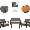 Teamson Home Wooden Armrests Outdoor Patio Furniture Conversation Set with Rattan Wicker Look - Outdoor Home - 3