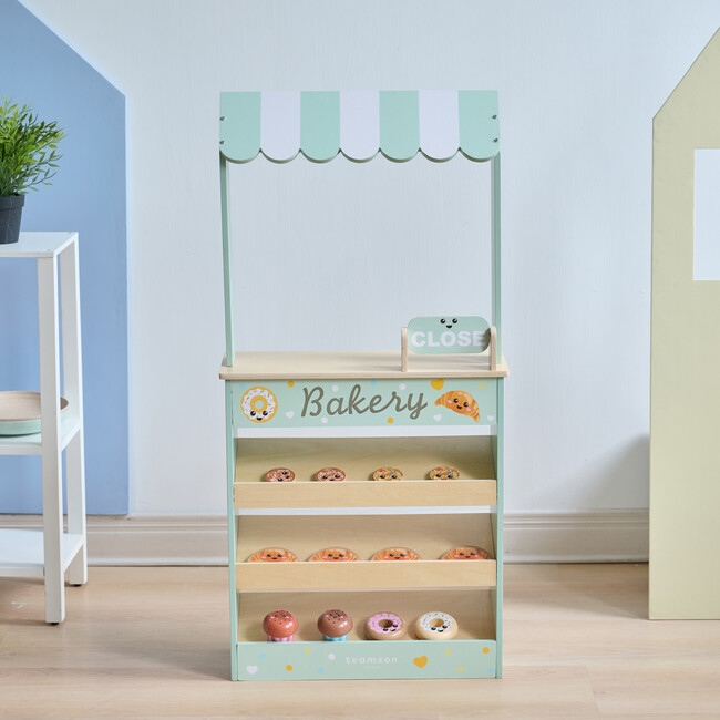 Teamson Kids Jolly Pals Wooden Bakery Stand with 12 Pastry Pieces - Play Kitchens - 6