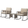Teamson Home Steel Frame Rocking Chair Conversation Set with Rope Accent Outdoor Furniture - Outdoor Home - 4