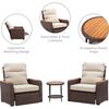 Teamson Home Outdoor Seating  Wicker Frame & Wood Armrests Recliner Set in Warm Brown - Outdoor Home - 3