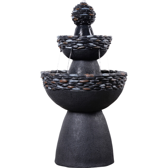 Teamson Home 3-Tier Zen-Style Outdoor Water Fountain with Realistic Stone Finish