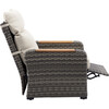 Teamson Home Outdoor Seating Wicker Frame & Wood Armrests Recliner Set in Gray - Outdoor Home - 5