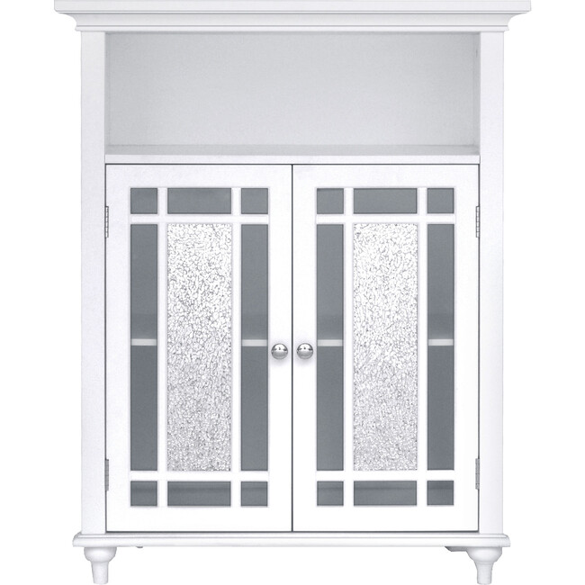 Windsor Wooden Floor Cabinet with Glass Mosaic Doors, White
