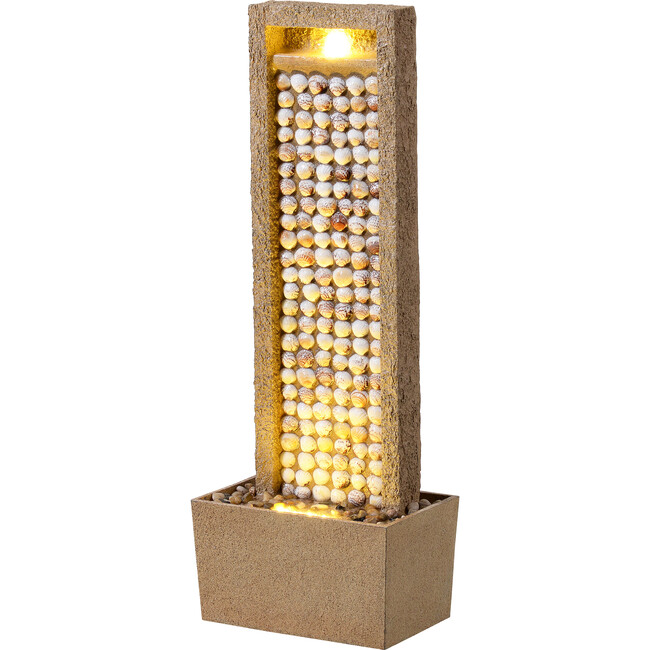 Teamson Home Coastal Seashells Design Outdoor Water Fountain with Warm Glow Lighting