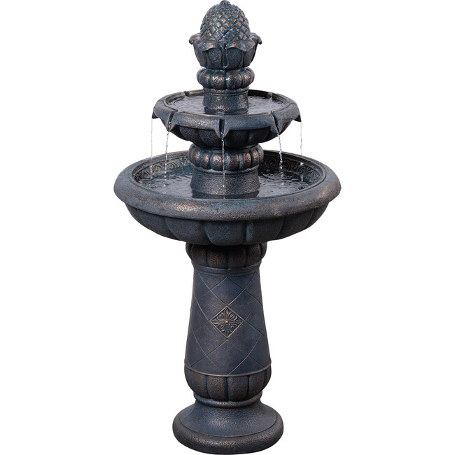Teamson Home 2-Tier Birdbath Water Fountain Outdoor Garden with Shallow Basin
