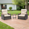 Teamson Home Outdoor Seating Wicker Frame & Wood Armrests Recliner Set in Gray - Outdoor Home - 6