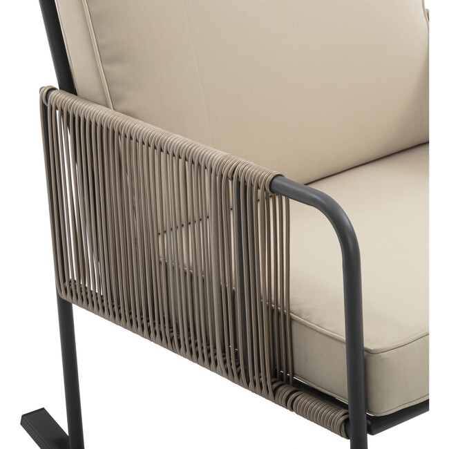 Teamson Home Steel Frame Rocking Chair Conversation Set with Rope Accent Outdoor Furniture - Outdoor Home - 5