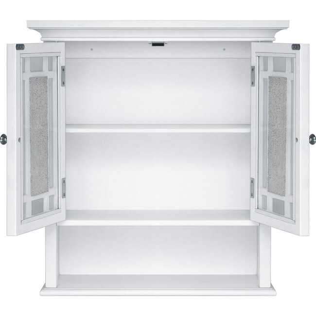 Windsor Wooden Wall Cabinet with Glass Mosaic Doors, White - Cabinets - 6