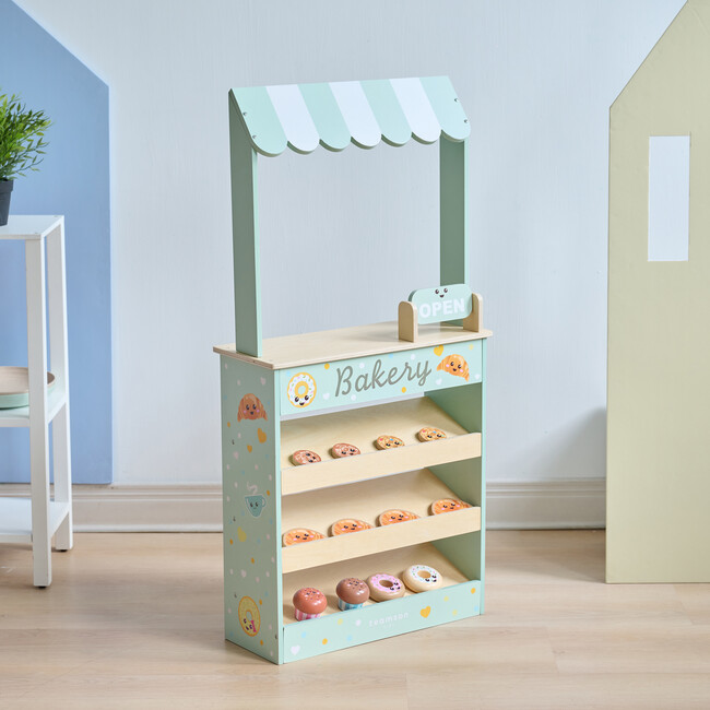 Teamson Kids Jolly Pals Wooden Bakery Stand with 12 Pastry Pieces - Play Kitchens - 7