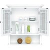 Windsor Wooden Wall Cabinet with Glass Mosaic Doors, White - Cabinets - 7 - thumbnail