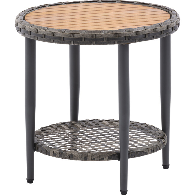 Teamson Home Outdoor Seating Wicker Frame & Wood Armrests Recliner Set in Gray - Outdoor Home - 7