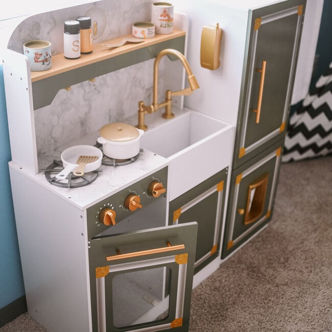 Versailles Deluxe Classic Play Kitchen, Olive green - Play Kitchens - 10