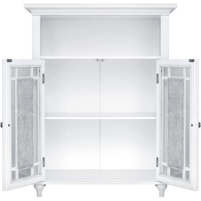 Windsor Wooden Floor Cabinet with Glass Mosaic Doors, White - Cabinets - 6