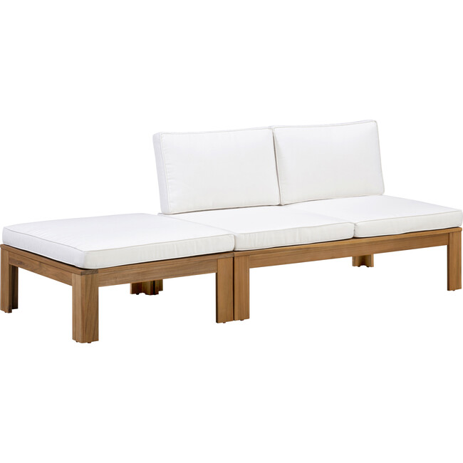 Teamson Home Acacia Modular Outdoor Sofa Set with Convertible Chaise Lounge, Natural Finish - Outdoor Home - 4