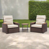 Teamson Home Outdoor Seating  Wicker Frame & Wood Armrests Recliner Set in Warm Brown - Outdoor Home - 7