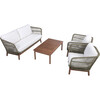 Teamson Home Outdoor Patio Sofa Set with Solid Acacia Base, Matching Table & Rope Accents - Outdoor Home - 4