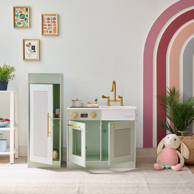 Teamson Kids Little Chef Chester Wooden Play Kitchen with 12 Accessories, Green - Play Kitchens - 7