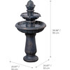 Teamson Home 2-Tier Birdbath Water Fountain Outdoor Garden with Shallow Basin - Fountains - 3