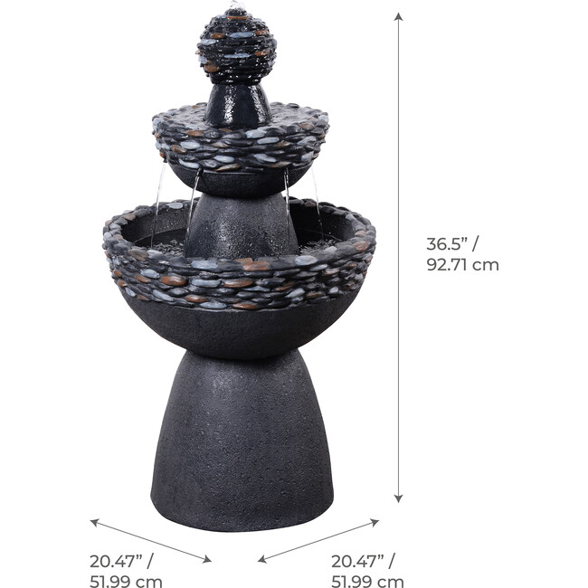 Teamson Home 3-Tier Zen-Style Outdoor Water Fountain with Realistic Stone Finish - Fountains - 4