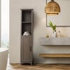 Russell Modern Farmhouse Linen Tower Storage Cabinet with Open Shelves for Bathrooms or Hallways, Salt Oak, 13" x 15" x 62.75" - Cabinets - 2 - thumbnail