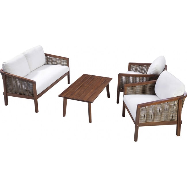 Teamson Home Outdoor Conversation Set with Cushion & Acacia Wood Frame - Outdoor Home - 4